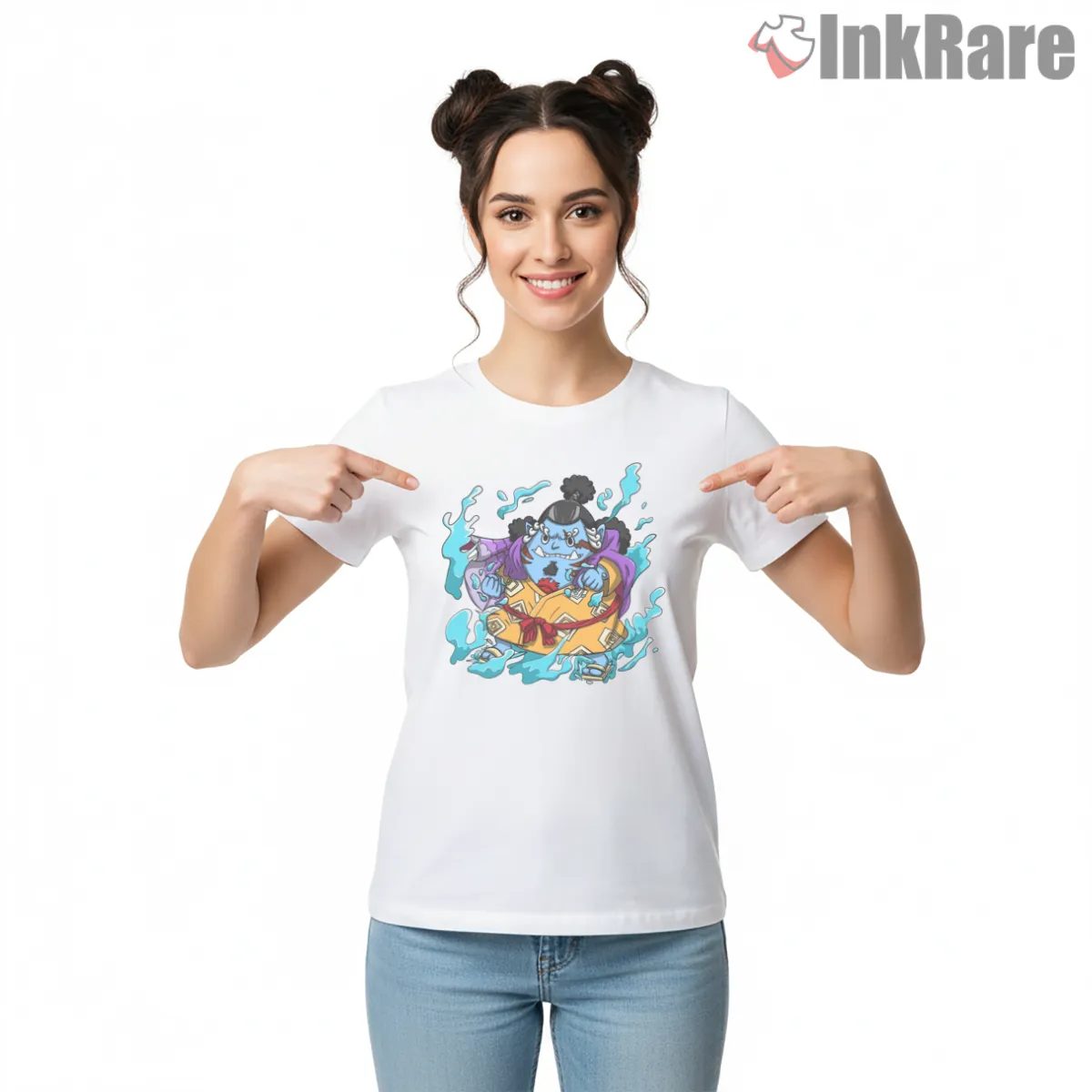 Jinbe Chibi Fishman Karate Master Anime Shirt on white short sleeve shirt for women graphic tee