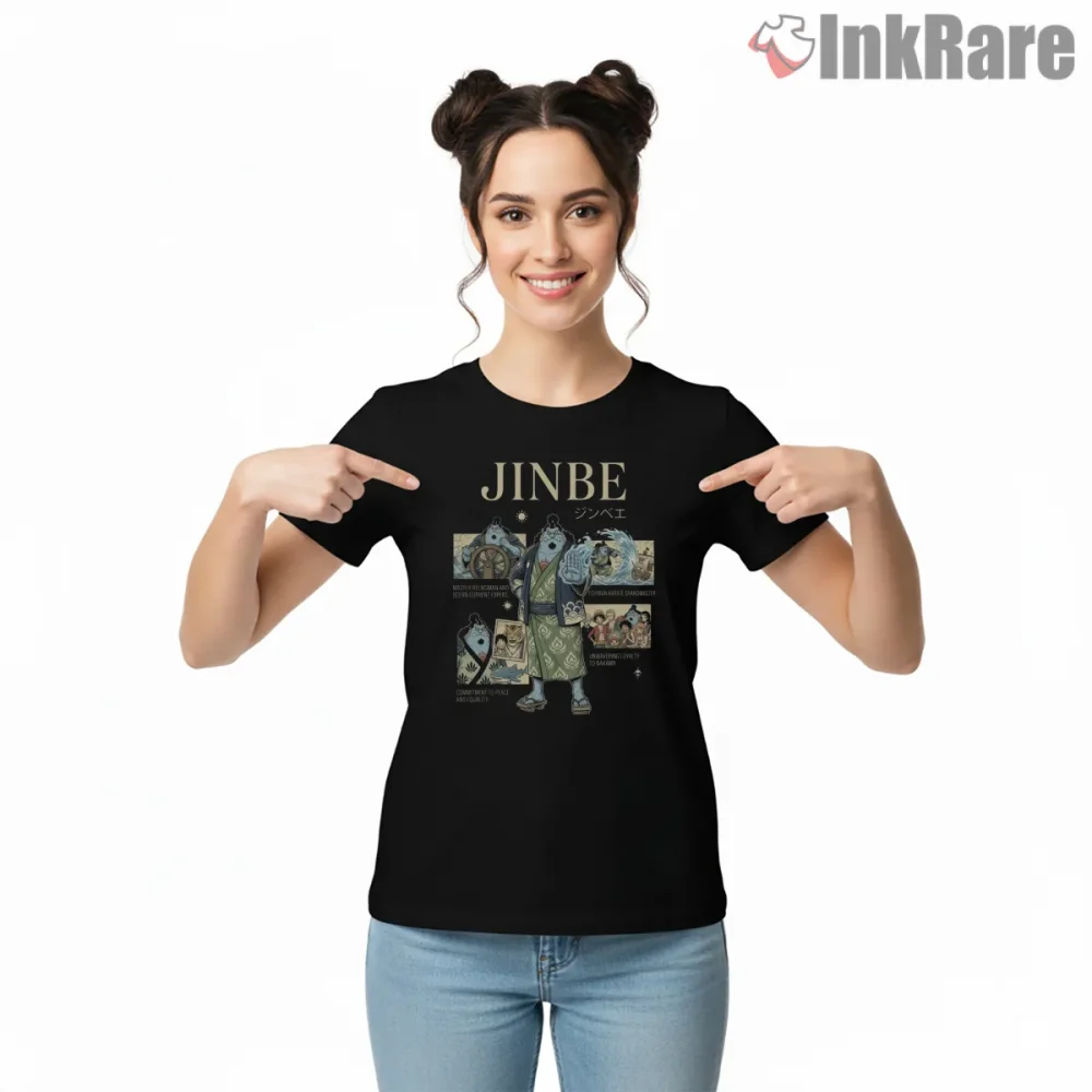 Jinbe Helmsman Of The Straw Hat Crew Anime Shirt on black short sleeve shirt for women graphic tee