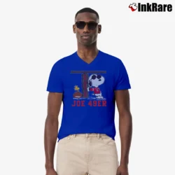 Men’s Joe 49ers Snoopy Woodstock San Francisco 49ers Vintage 80s Football V-Neck Tee in royal blue | Sharp, Breathable, Everyday Staple