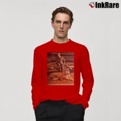 Men’s Joe Burrow King Of The Jungle Tiger Graphic Long-Sleeve Shirt in red | Sleek, Lightweight, Year-Round Wear