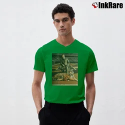 Men’s Joe Burrow King Of The Jungle Tiger Graphic V-Neck Tee in irish green | Sharp, Breathable, Everyday Staple