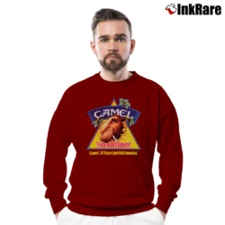 Men’s Joe Camel 75th Anniversary 1988 Crewneck Sweatshirt in maroon | Cozy Fabric, Clean Style