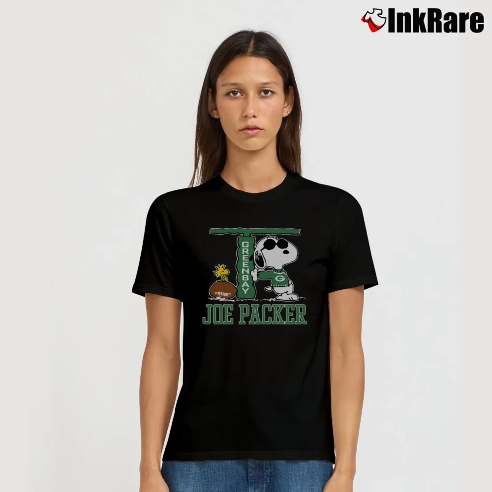 Women’s Joe Cool Snoopy Green Bay Packers Signature T-Shirt in black | Soft, Flattering Fit