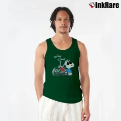 Men’s Joe Cool Snoopy Motorcycle USA Tank Top in forest green | Breathable, Active-Friendly Design