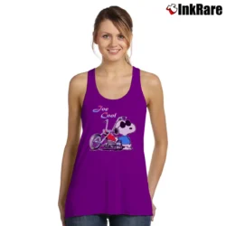 Women’s Joe Cool Snoopy Motorcycle USA Tank Top in purple | Lightweight, Movement-Friendly