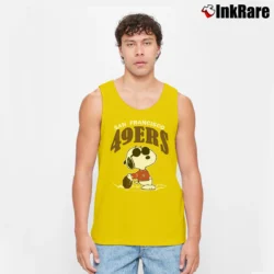 Men’s Joe Cool Snoopy Peanuts San Francisco 49ers Football Tank Top in yellow | Breathable, Active-Friendly Design