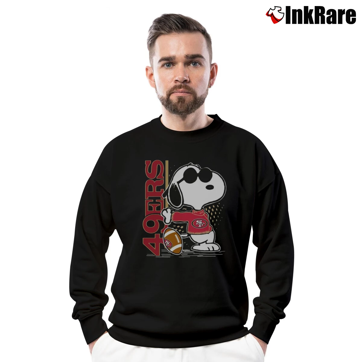 Joe Cool Snoopy San Francisco 49ers Men’s Crewneck Sweatshirt in black – Soft & Durable Men’s Joe Cool Snoopy San Francisco 49ers Crewneck Sweatshirt in black | Cozy Fabric, Clean Style