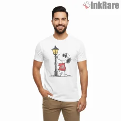 Joe Cool Snoopy Street Style Shirt on white short sleeve shirt for men graphic tee