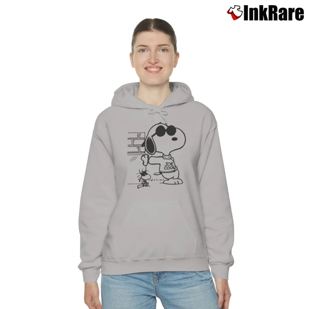 Women’s Joe Cool Snoopy Sunglasses Funny Woodstock Cozy Hoodie in sport grey | Warm, Structured, Stylish