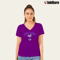 Women’s Joe Cool Snoopy V-Neck Tee in purple | Chic Neckline, Soft Texture