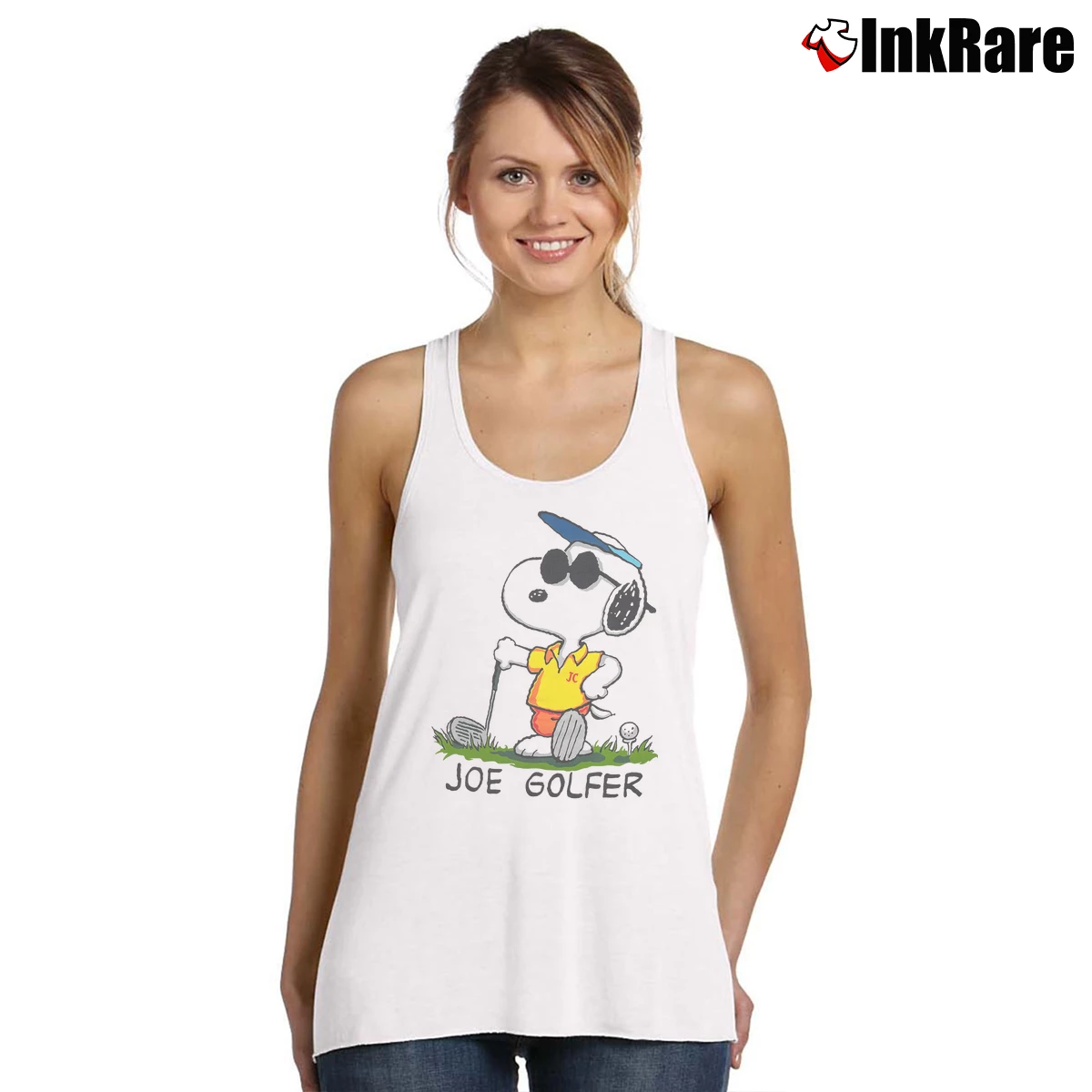 Joe Golfer Snoopy Women’s Essential Tank in white – Summer Ready Women’s Joe Golfer Snoopy Tank Top in white | Lightweight, Movement-Friendly