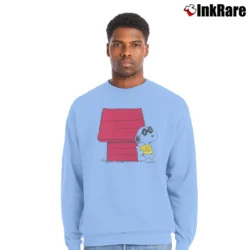 Men’s Joe Kaws Snoopy Woodstock Joe Crewneck Sweatshirt in light blue | Cozy Fabric, Clean Style