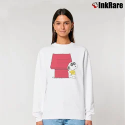 Women’s Joe Kaws Snoopy Woodstock Joe Relaxed Sweatshirt in white | Soft, Laid-Back Vibe