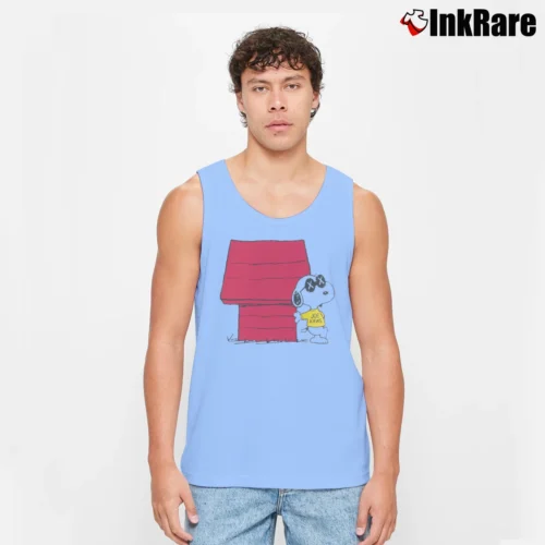 Men’s Joe Kaws Snoopy Woodstock Joe Tank Top in light blue | Breathable, Active-Friendly Design