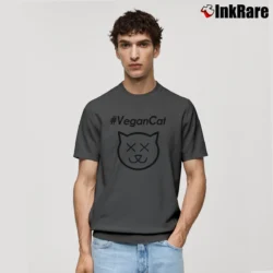Men’s Joe Rogan Vegan Cat #vegancat Funny Classic T-Shirt in charcoal | Soft, Breathable Everyday Wear