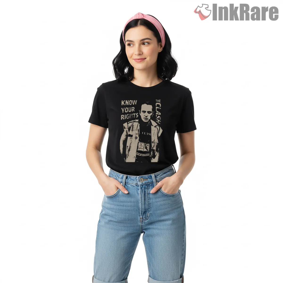 Joe Strummer Know Your Rights Protest Short Sleeve Black Joe Strummer Know Your Rights Protest Shirt on black short sleeve shirt for women graphic tee