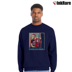 Men’s Joe Strummer Know Your Rights Crewneck Sweatshirt in navy | Cozy Fabric, Clean Style