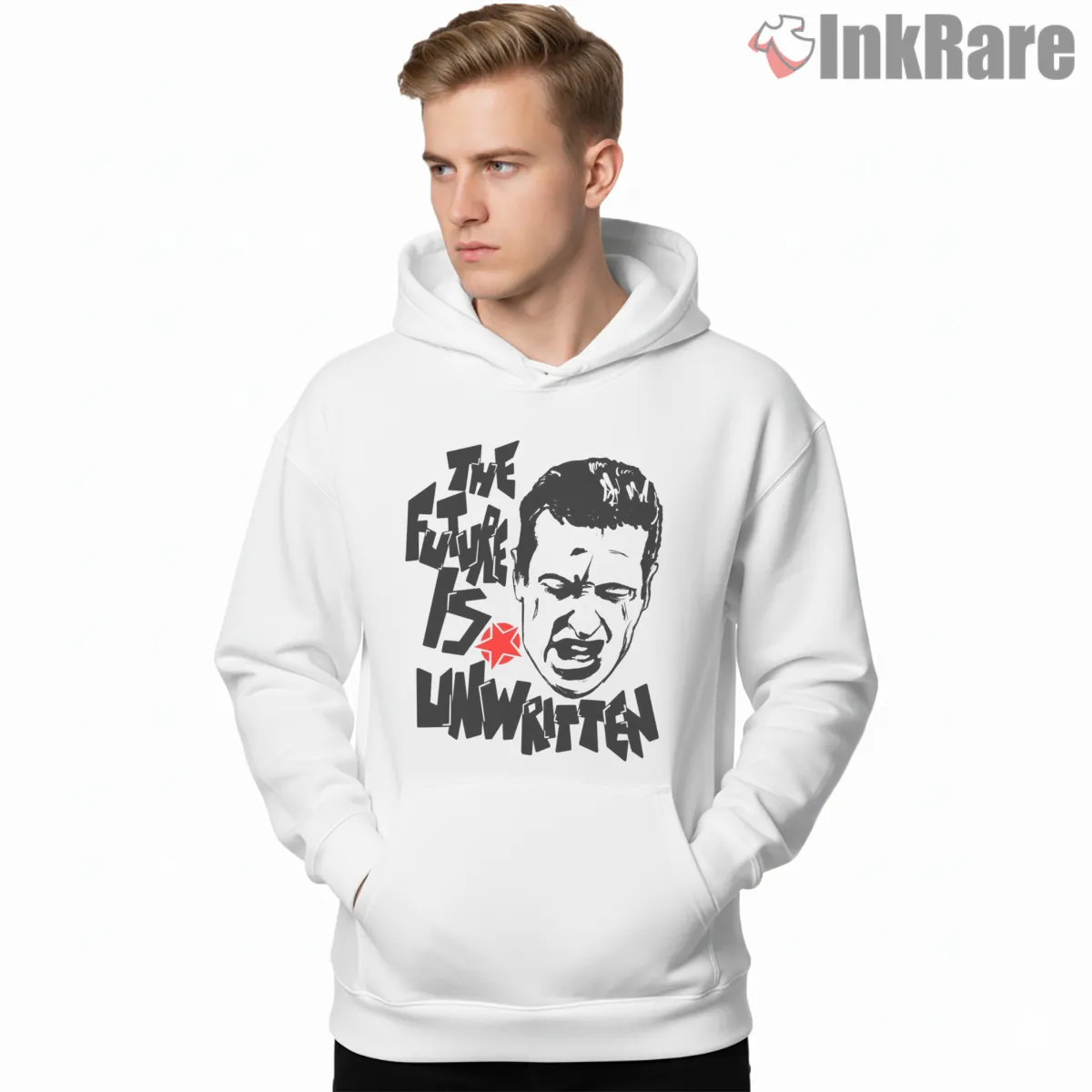 Joe Strummer The Future Is Unwritten Portrait Shirt on white hoodie for men graphic tee