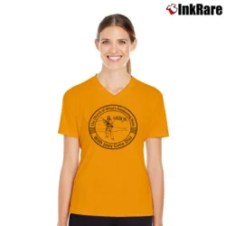 Women’s Joey Diaz Grey Church Graphic V-Neck Tee in orange | Chic Neckline, Soft Texture