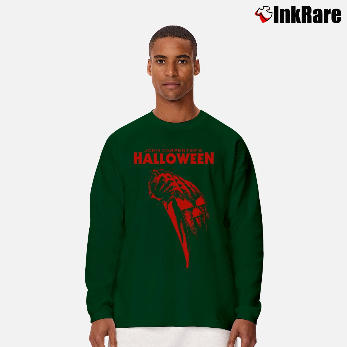 Men’s John Carpenter Halloween 1978s Friday The 13th Long-Sleeve Shirt in forest green | Sleek, Lightweight, Year-Round Wear