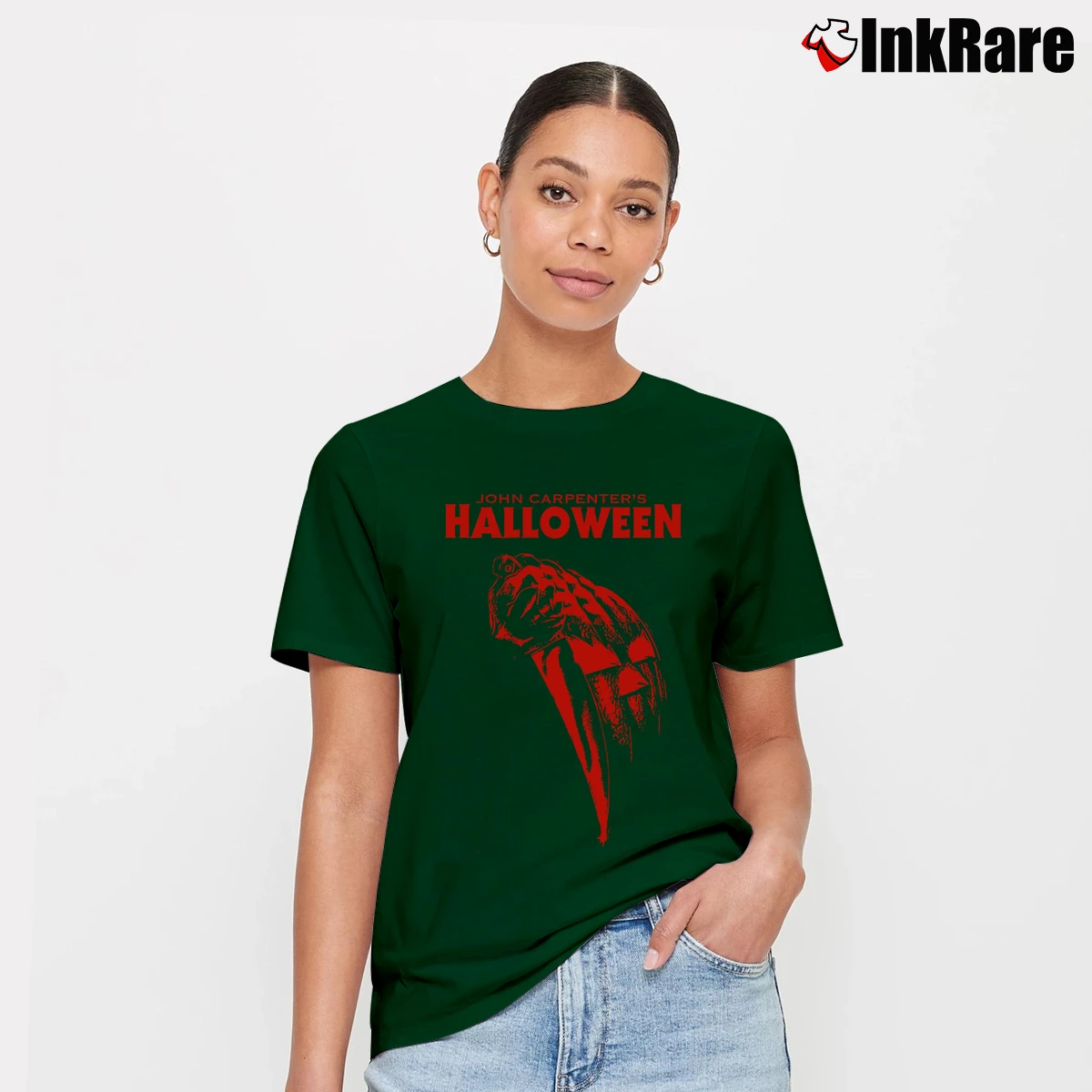 Women’s John Carpenter Halloween 1978s Friday The 13th Signature T-Shirt in forest green | Soft, Flattering Fit