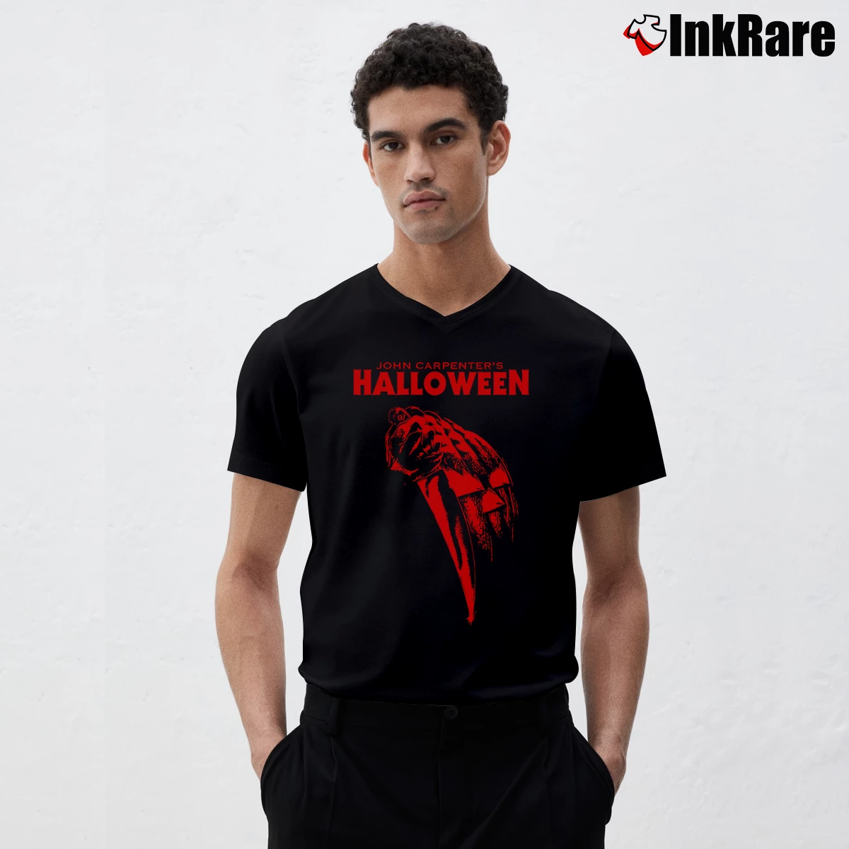 Men’s John Carpenter Halloween 1978s Friday The 13th V-Neck Tee in black | Sharp, Breathable, Everyday Staple