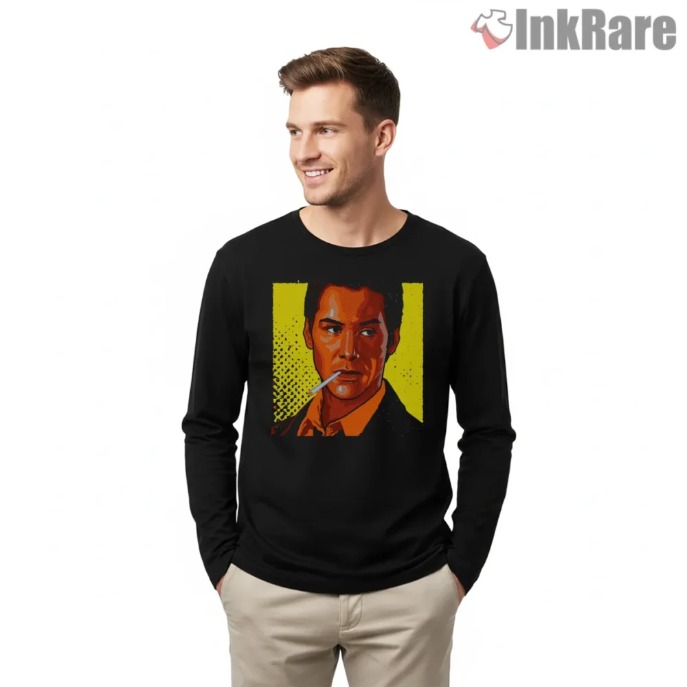 John Constantine Pop Art Portrait Shirt on black long sleeve shirt for men graphic tee