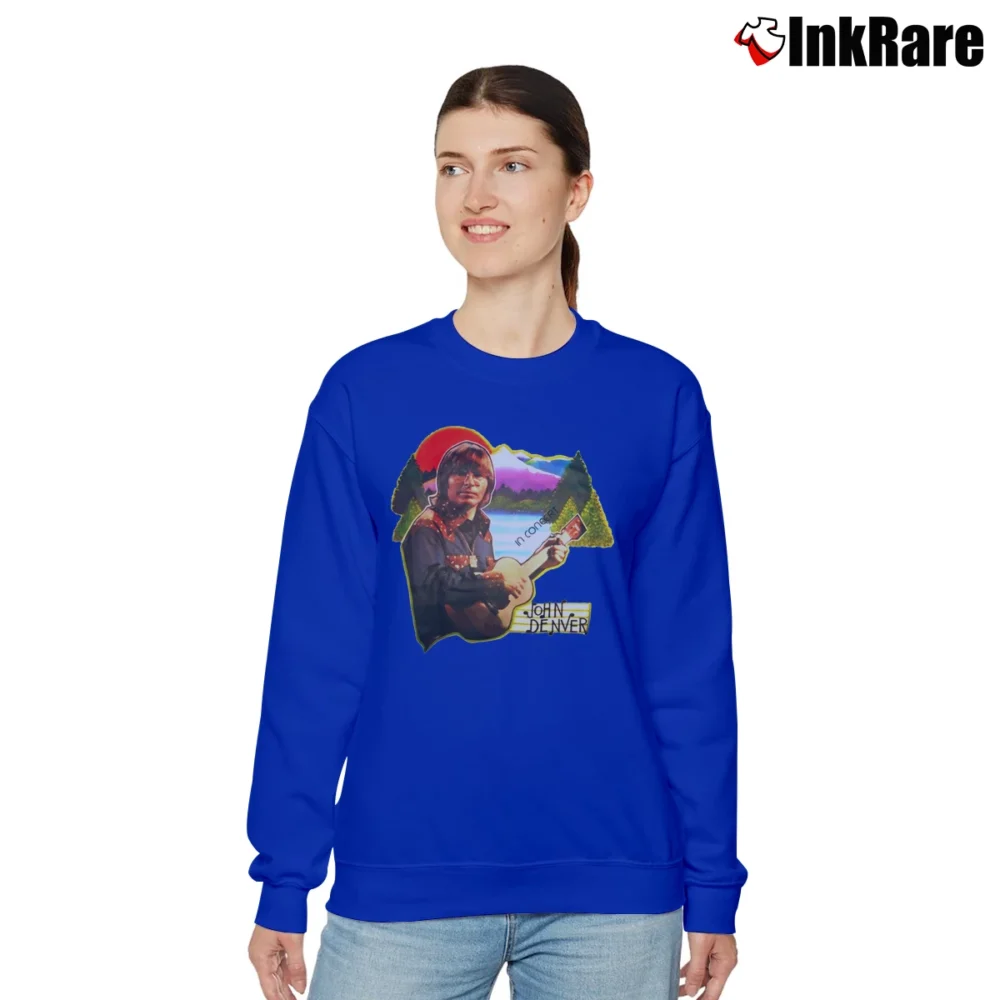 Women’s John Denver Ring Spun Cotton Music Relaxed Sweatshirt in royal blue | Soft, Laid-Back Vibe