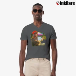 Men’s John Denver Ring Spun Cotton Music V-Neck Tee in charcoal | Sharp, Breathable, Everyday Staple