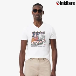 Men’s John Force Drag Race Autograph V-Neck Tee in white | Sharp, Breathable, Everyday Staple