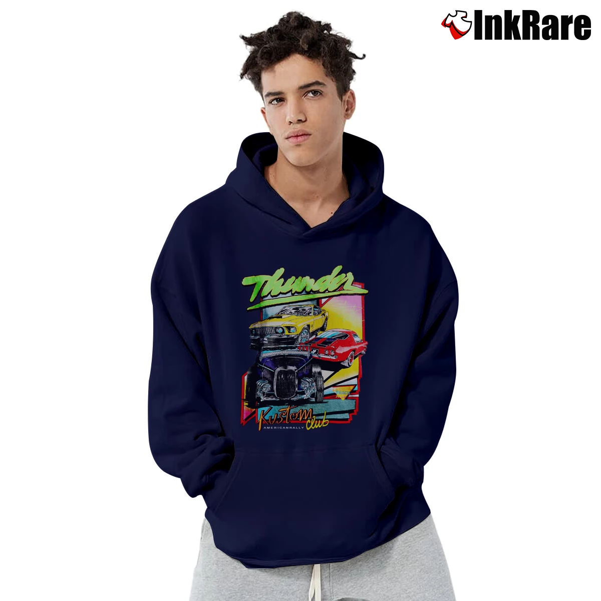 Men’s John Galt Rita Thunder Kustom Club Pullover Hoodie in navy | Cozy, Durable, Modern Fit
