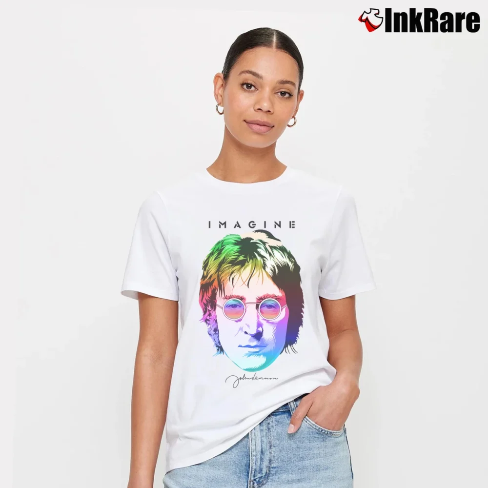 Women’s John Lennon Imagine Smooth Graphic Signature T-Shirt in white | Soft, Flattering Fit