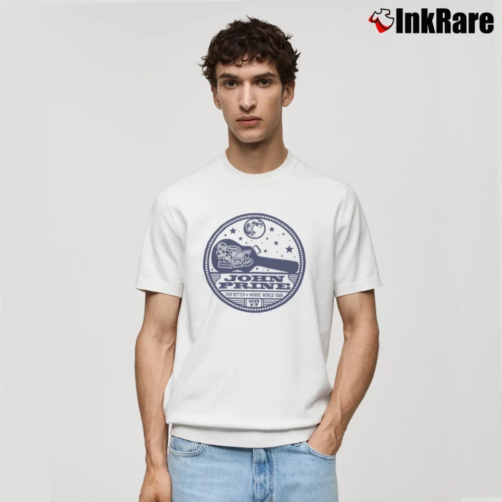 Men’s John Prine 2017 Tour For Better Or Worse Classic T-Shirt in white | Soft, Breathable Everyday Wear