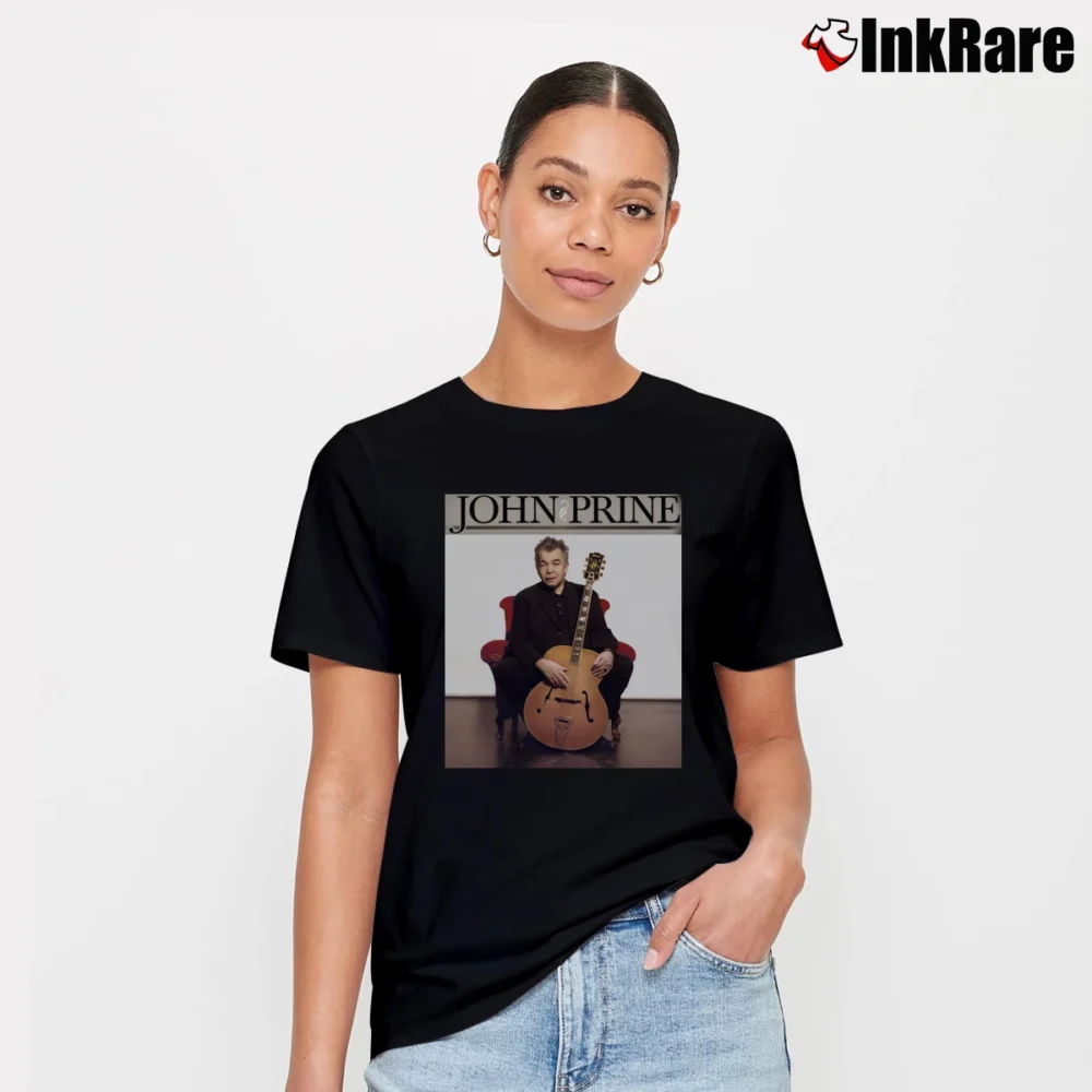 Women’s John Prine Legend Music Graphic Signature T-Shirt in black | Soft, Flattering Fit