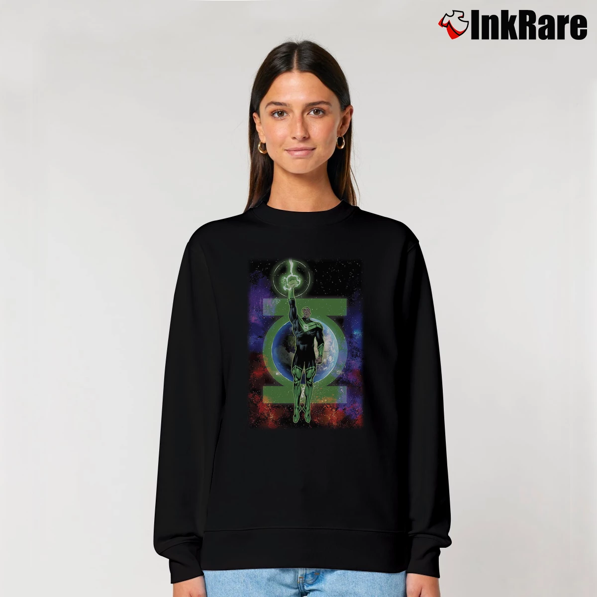 Women’s John Stewart Green Lantern Relaxed Sweatshirt in black | Soft, Laid-Back Vibe