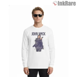 John Wick Action Film Spotlight Shirt on white long sleeve shirt for men graphic tee
