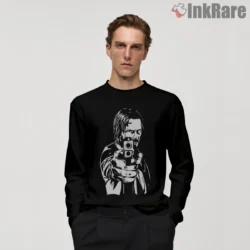 John Wick Black And White Gunpoint Sketch Shirt on black long sleeve shirt for men graphic tee