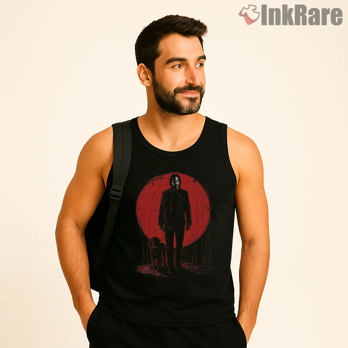 John Wick Blood Moon Walk Tank Top Black John Wick Blood Moon Walk Shirt on black tank top for men graphic tee