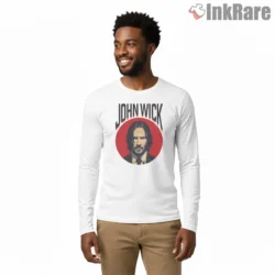 John Wick Bold Icon Legend Portrait Shirt on white long sleeve shirt for men graphic tee