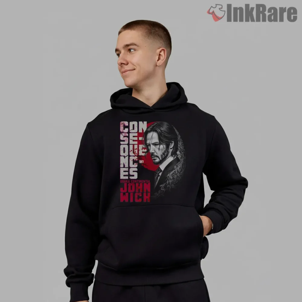 John Wick Consequences Osaka Continental Shirt on black hoodie for men graphic tee