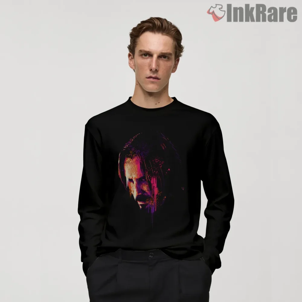 John Wick Crimson Shadow Portrait Shirt on black long sleeve shirt for men graphic tee