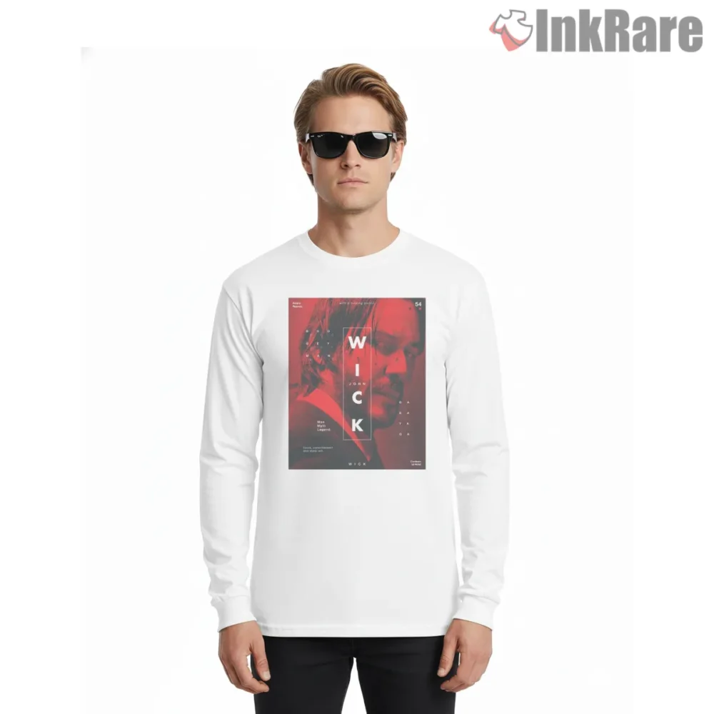 John Wick Crimson Tribute Poster Shirt on white long sleeve shirt for men graphic tee