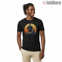 John Wick Dog And Muscle Car Moonrise Shirt on black short sleeve shirt for men graphic tee