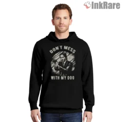 John Wick Dont Mess With My Dog Badge Shirt on black hoodie for men graphic tee