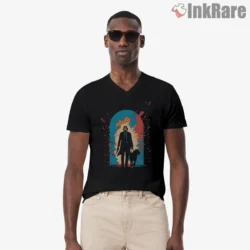 John Wick Dont Touch My Dog Archway Shirt on black v-neck shirt for men graphic tee