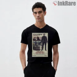 John Wick Golden Retro Japanese Poster Shirt on black v-neck shirt for men graphic tee