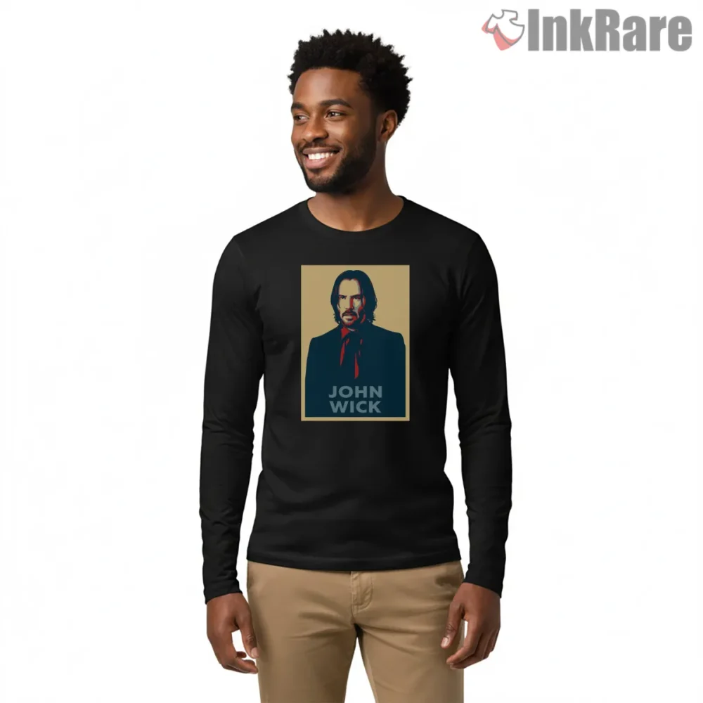 John Wick Hope Style Poster Shirt on black long sleeve shirt for men graphic tee