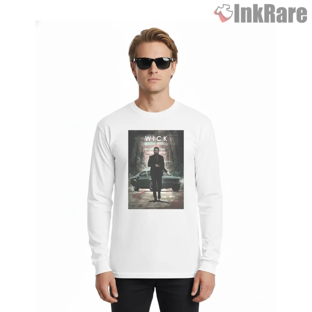 John Wick Mustang Garage Legends Shirt on white long sleeve shirt for men graphic tee