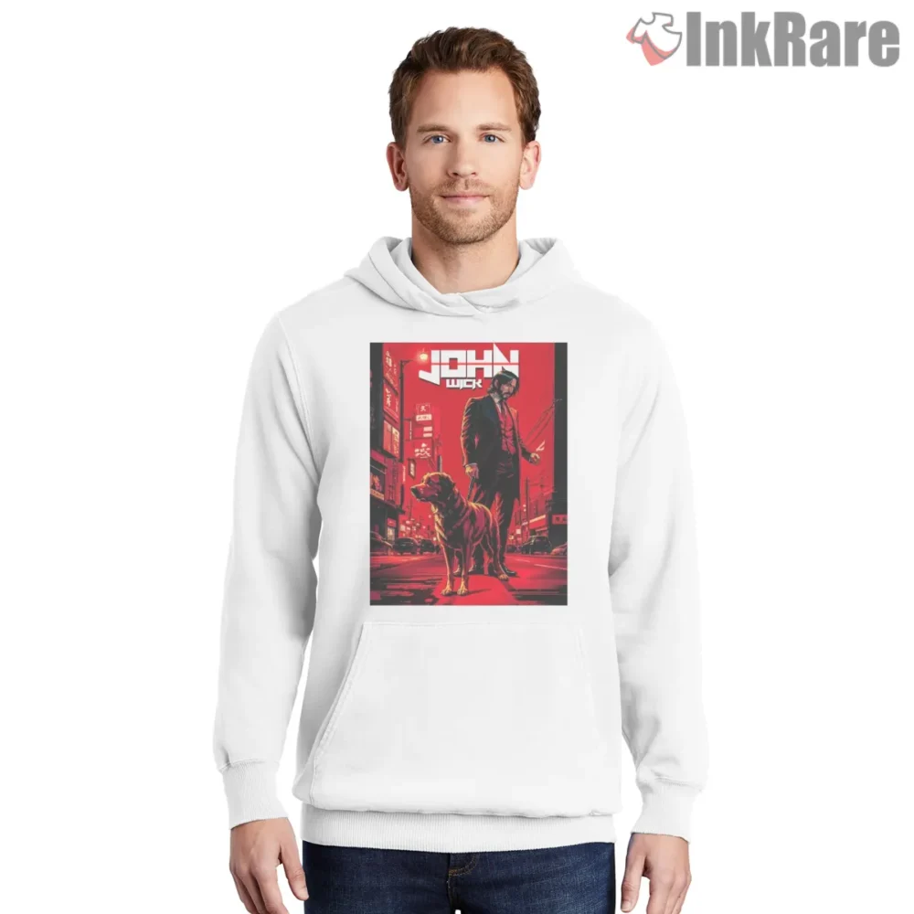 John Wick Red City Japan Poster Shirt on white hoodie for men graphic tee