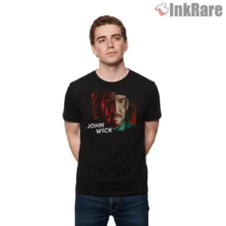 John Wick Shattered Panels Portrait Shirt on black short sleeve shirt for men graphic tee